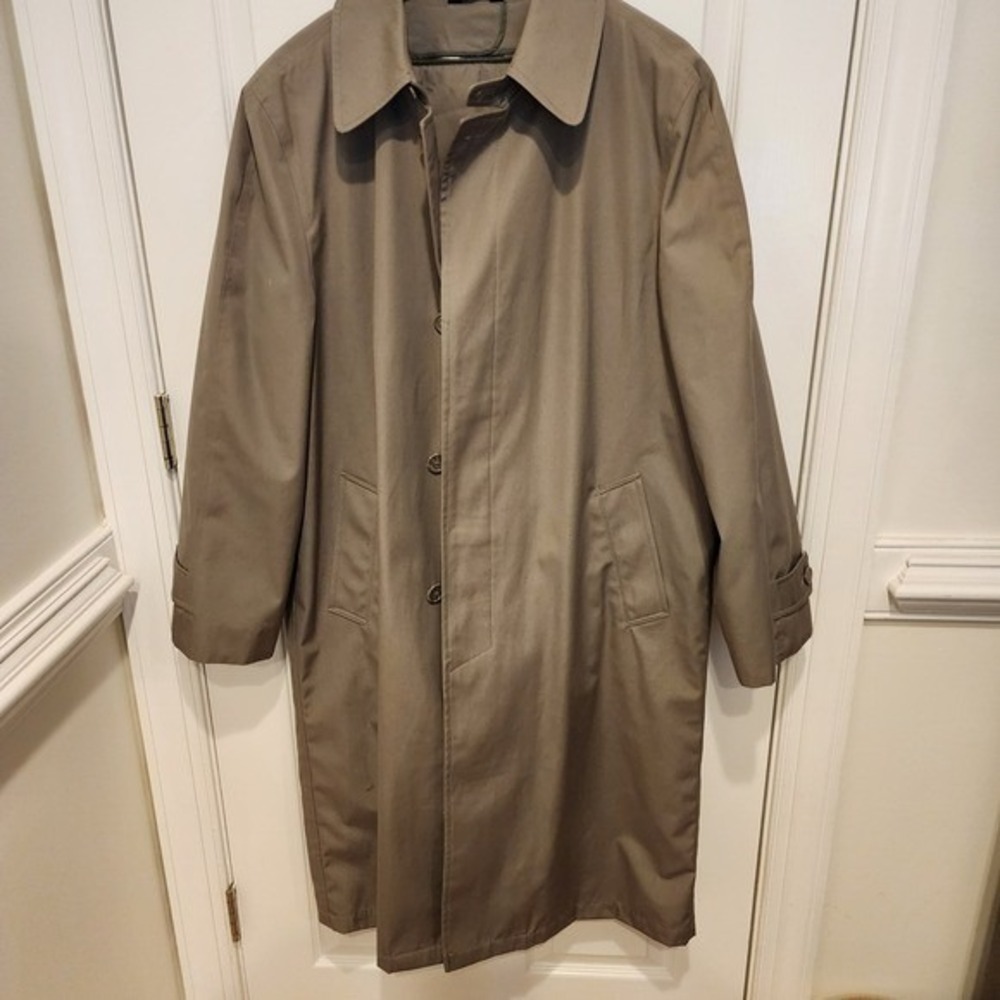 Vintage Mens Trench Coat Tan Mellinnem Thermolite Active Insulation Size 40 Reg
